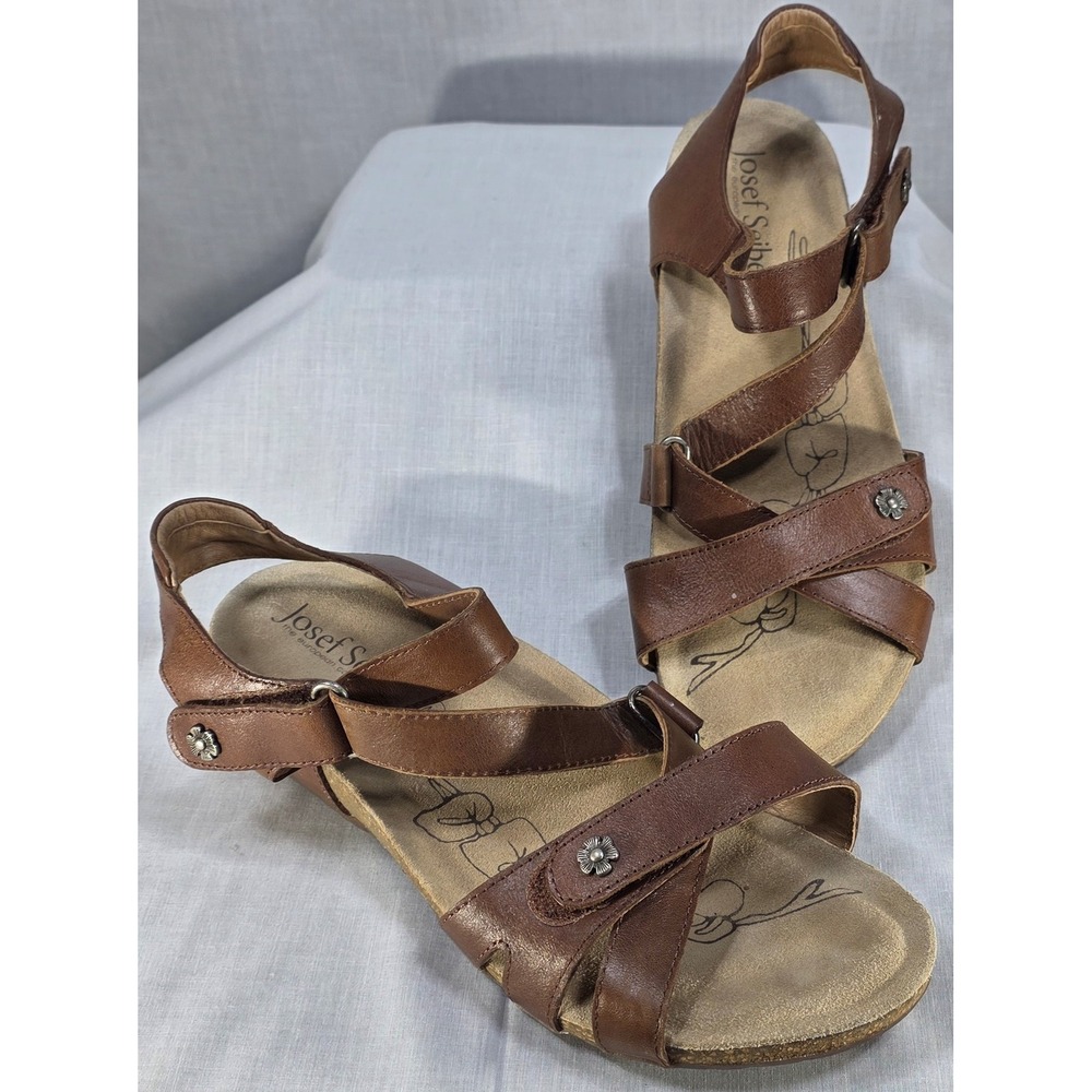 Josef Seibel Rosalie 11 Brown Leather Strappy Comfort Sandals Womens 40 US 9-9.5